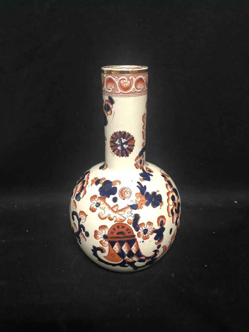 Flow Blue Polychrome Vase (1 of 6)