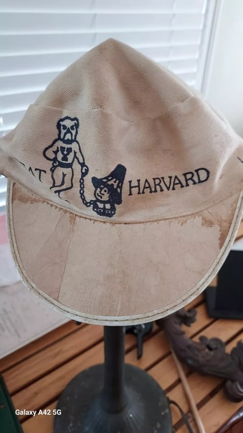 1960 Cotton Yale beat Harvard hat graphics witch: Great look and traditional rivalry Dates to 1960. . Shipping: Domestic: Flat-rate of $12.00 to anywhere within the contiguous U.S. International: Foreign shipping rates are determined by destination. 