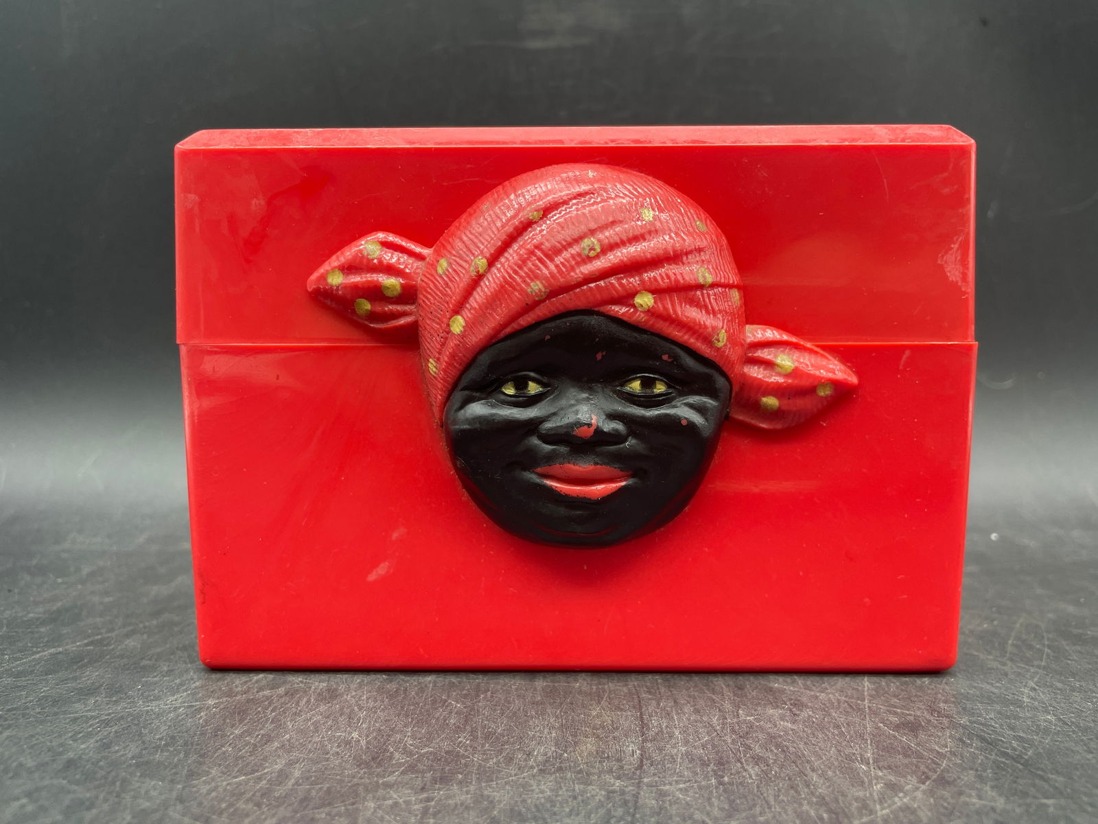 Vintage F&f Red Plastic Black Americana Mammy Recipe Box Auction