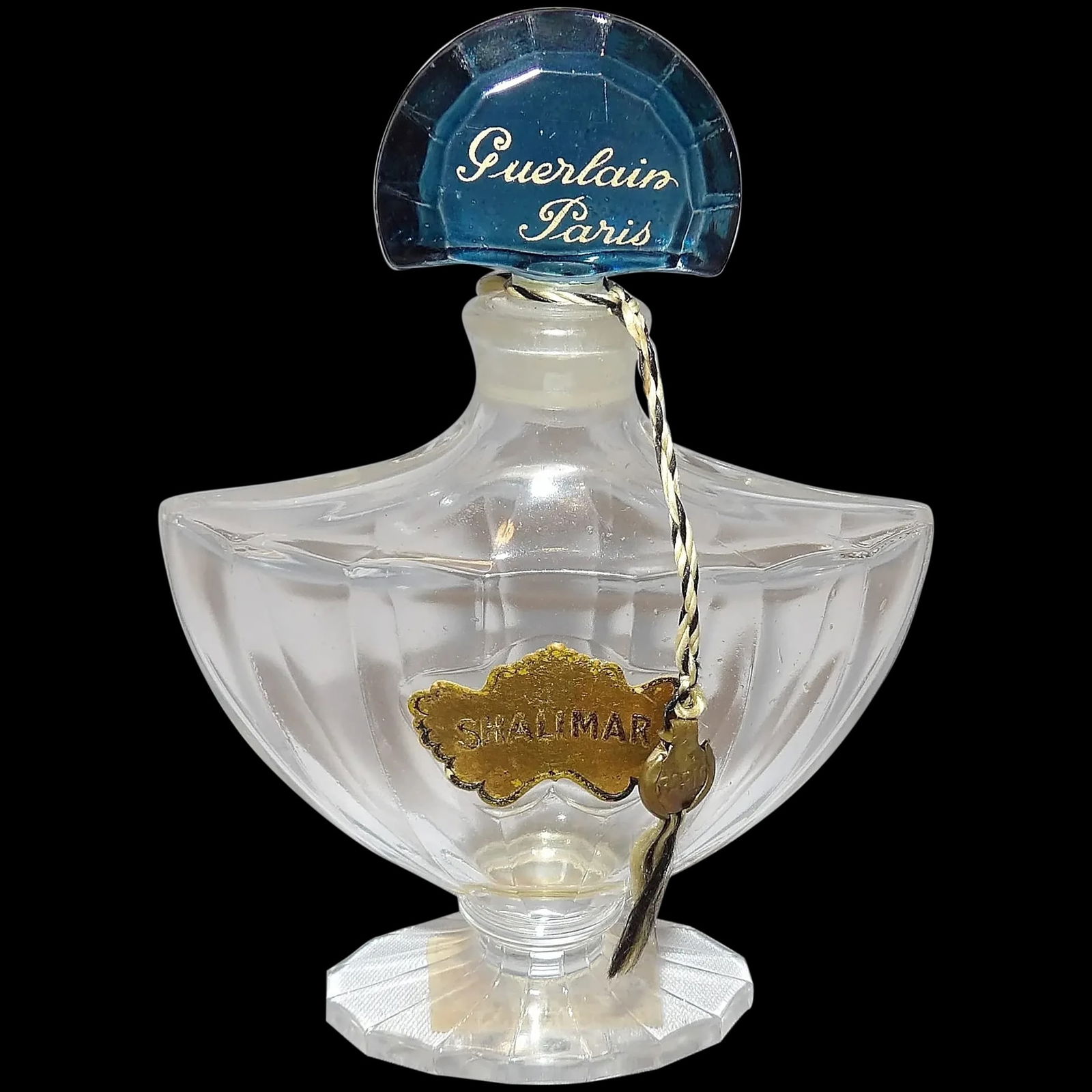 Shalimar Guerlain Paris Fan Blue Top Perfume Bottle (1 of 6)