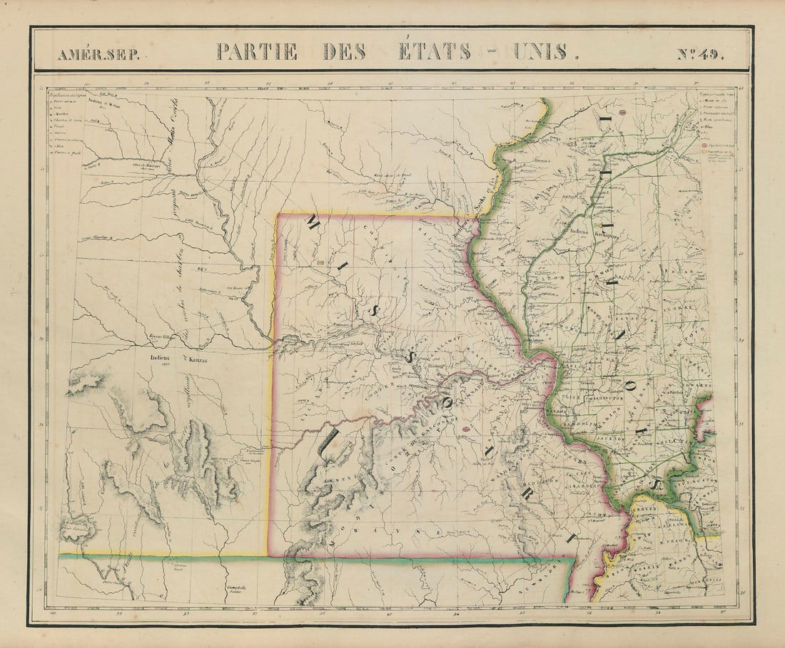Amér. Sep. Parties des États-Unis #49. Missouri Illinois. VANDERMAELEN 1827 map (1 of 1)