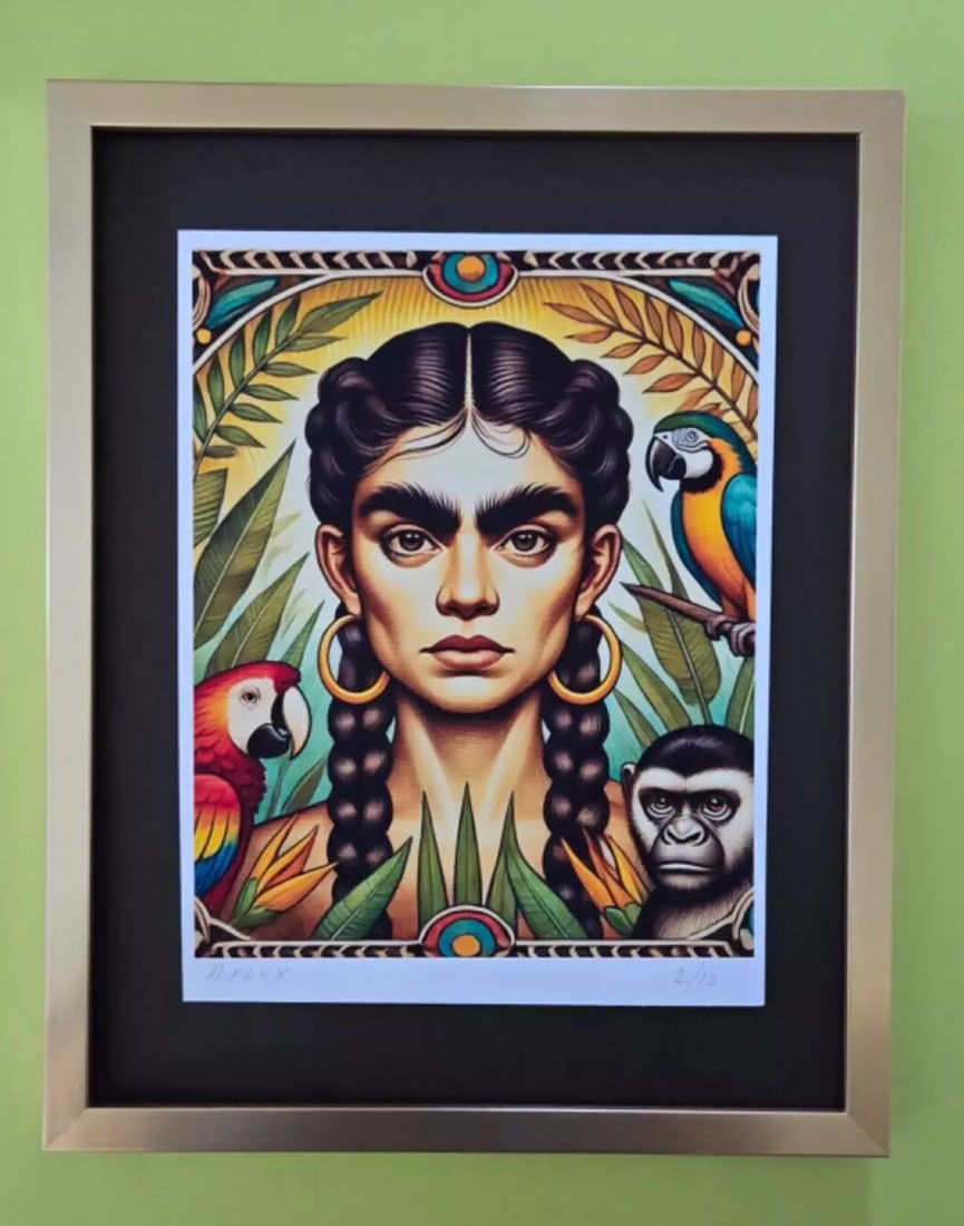 AIDAN FLUX | Hand Signed Authentic Ltd ED of 10 Print Framed Frida Kahlo COA (1 of 5)