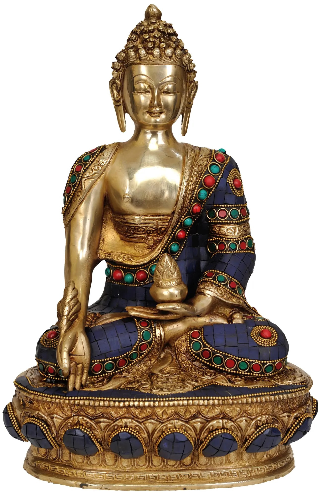 13" Tibetan Buddhist Deity Medicine Buddha In Brass | Handmade | Made In India (1 of 2)