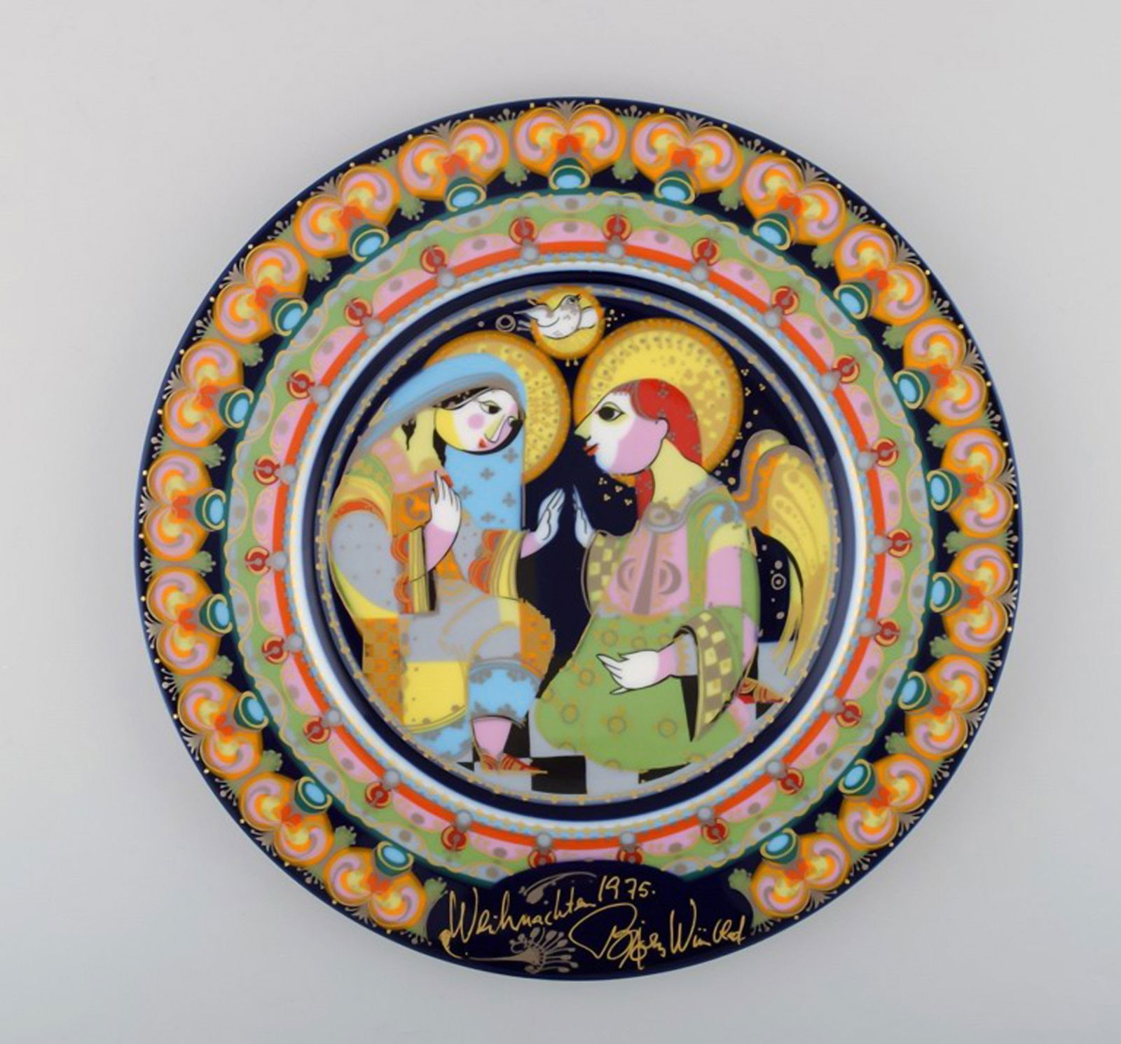 Rare hand painted Rosenthal Wiinblad Christmas plate from 1975. "Annunciation". (1 of 5)