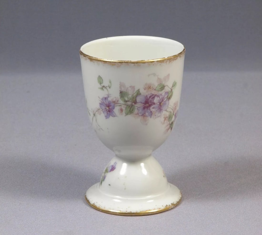 Limoges CH Field Haviland France EGG CUP LARGE Purple Flowers Clematis Vines (1 of 5)