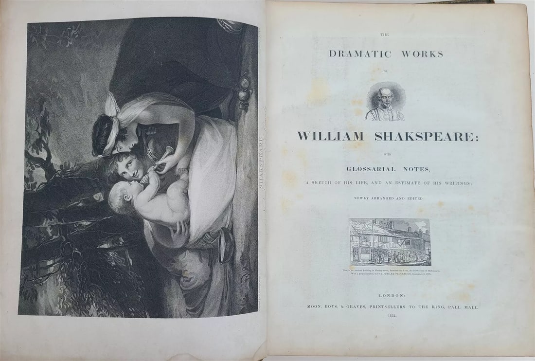 1832 WILLIAM SHAKESPEARE ILLUSTRATED w/ 100 ENGRAVINGS antique FOLIO London (1 of 20)