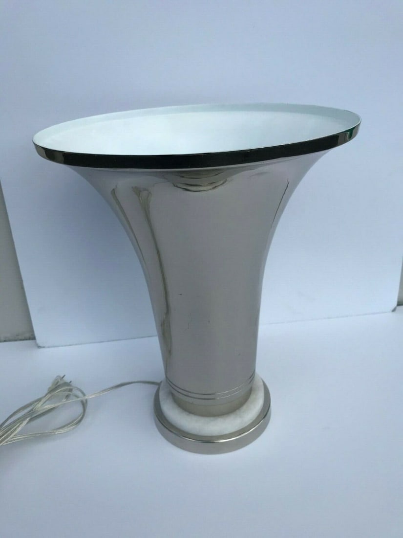 Art Deco Modern Lumiere Table Lamp Uplight with Alabaster: Great design up light . Alabaster spacer at base . With new wire ,silver color . Needs to be packed well for safe shipping . We use UPS store for all packing and shipping with insurance . Made for lig