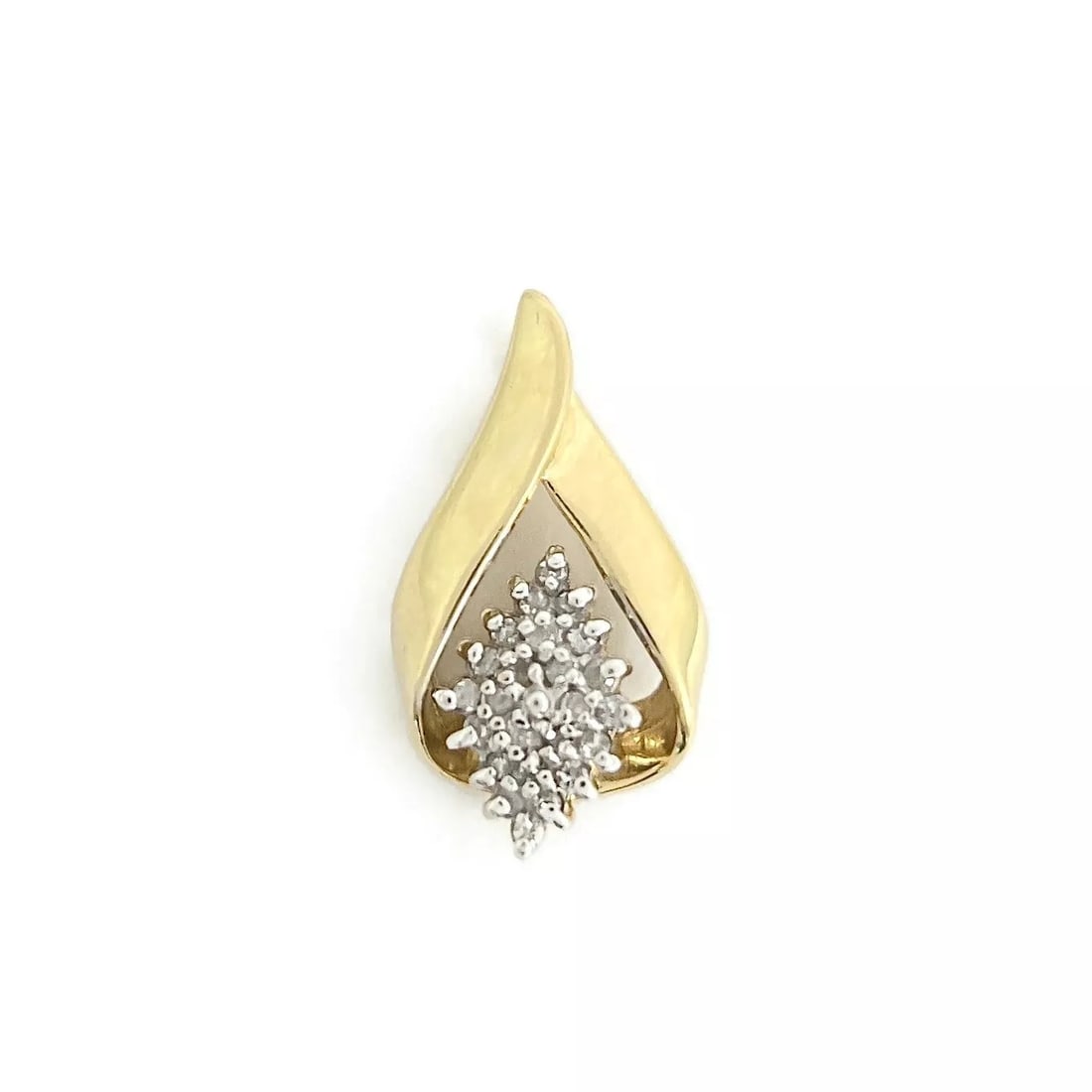 Vintage Diamond Cluster Teardrop Necklace Pendant 10K Yellow Gold, 1.62 Grams (1 of 7)