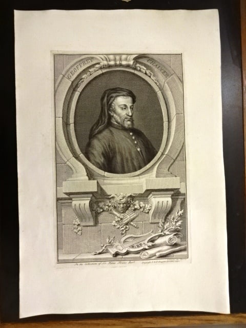1743 Large Fine Houbraken Engraving Chaucer (1 of 2)