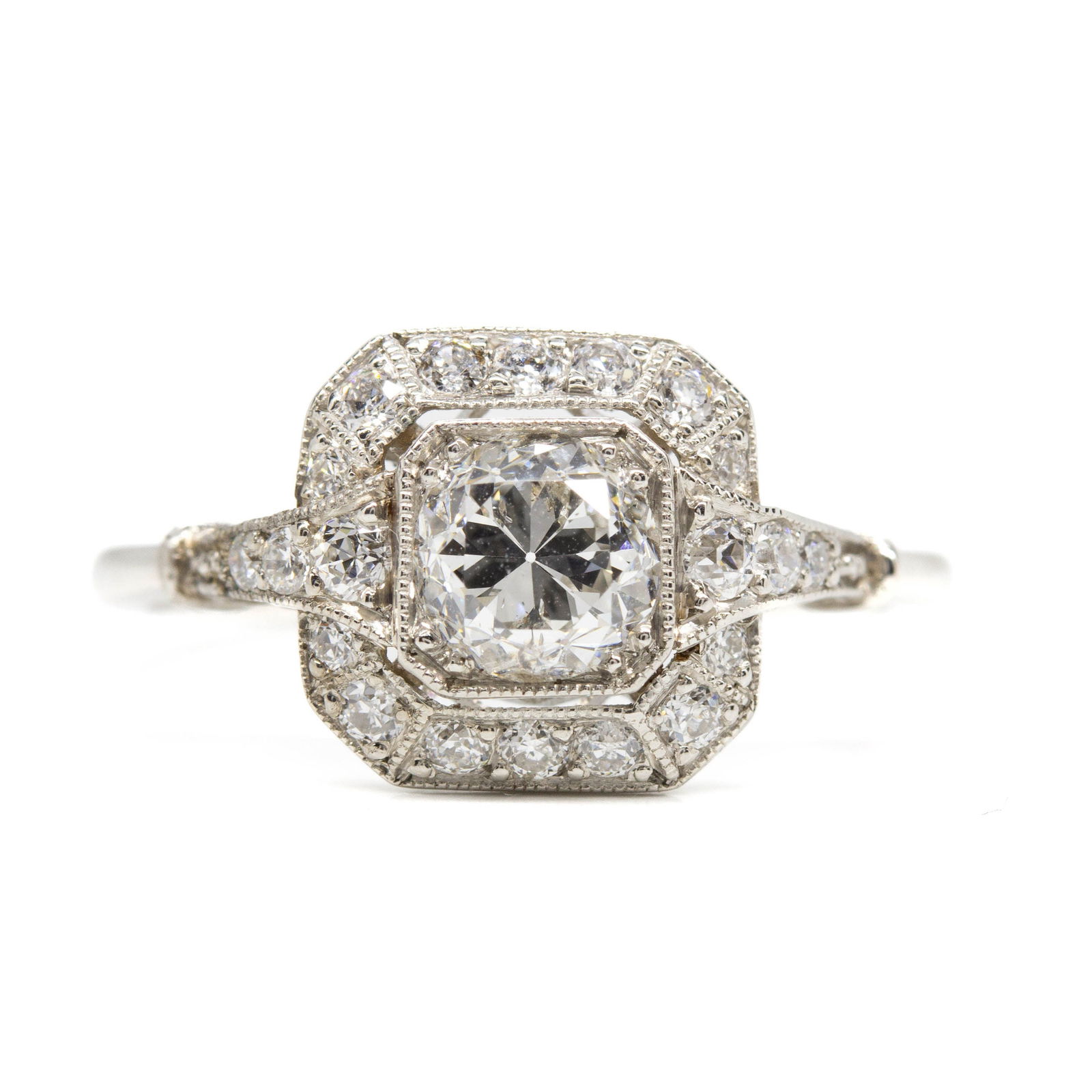 Edwardian Platinum Old European Diamond Engagement Ring (1 of 7)