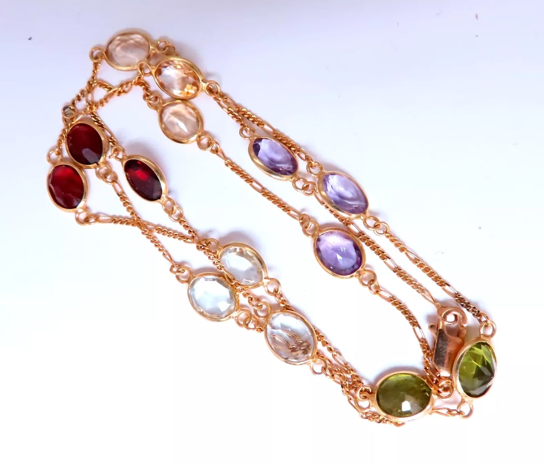 Garnet Amethyst Peridot Aquamarine Yard Necklace 14kt 12514 (1 of 4)