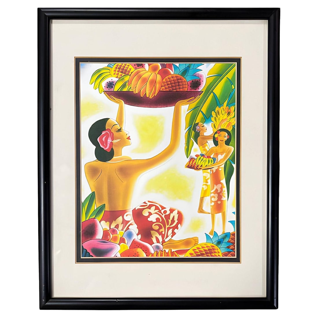 1938 Art Deco Frank Macintosh "Fruit Harvest" Menu Cover Framed: About the Item Original 1938 Frank Macintosh "Fruit Harvest" Lithograph menu cover beautifully framed in a black frame with white matting. Frank McIntosh was born in Portland, Oregon in 1901. He moved