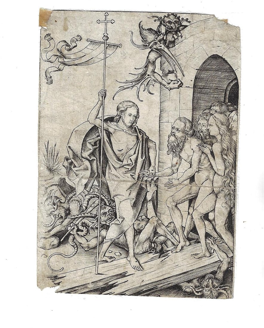 15th C Engraving Christ in Der Vorholle Glockendon (1 of 2)