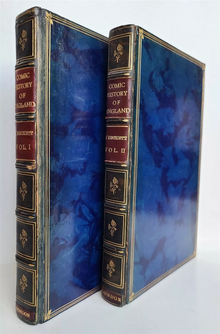 1850 COMIC HISTORY of ENGLAND SIGNED BINDING 2 VOLS illustrated by LEECH antique (1 of 20)