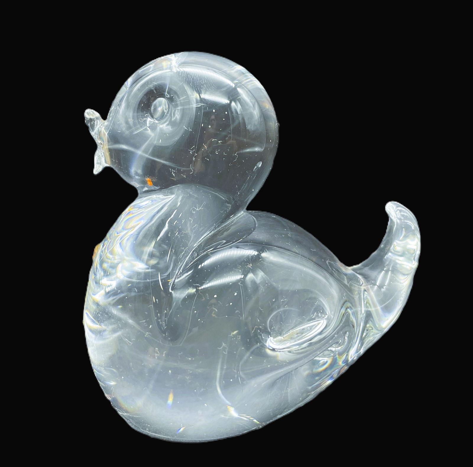 VINTAGE V. NASON & C. MURANO GLASS DUCK SCULPTURE: Title: VINTAGE V. NASON & C. MURANO GLASS DUCK SCULPTURE Date/Period: UNKNOWN Dimension: APPROX 2.5 X 3.5 X 2 Material: GLASS Additional Information: VINTAGE V. NASON & C. MURANO GLASS DUCK SCULPTURE