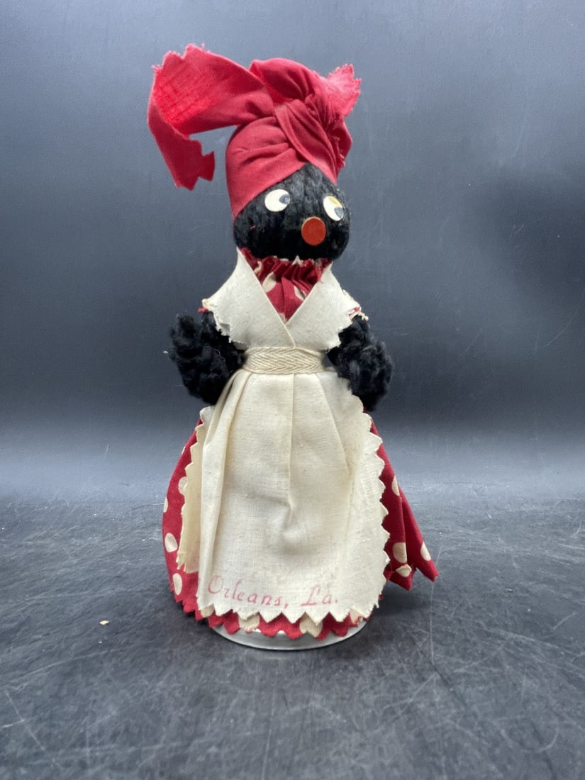 Small Folk Art Black Americana Vintage Metal Dinner Bell (1 of 7)