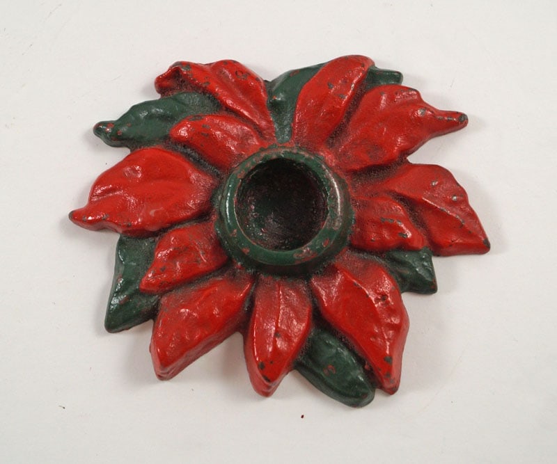 Antique Poinsettia Cast Iron Candle Holder (1 of 6)