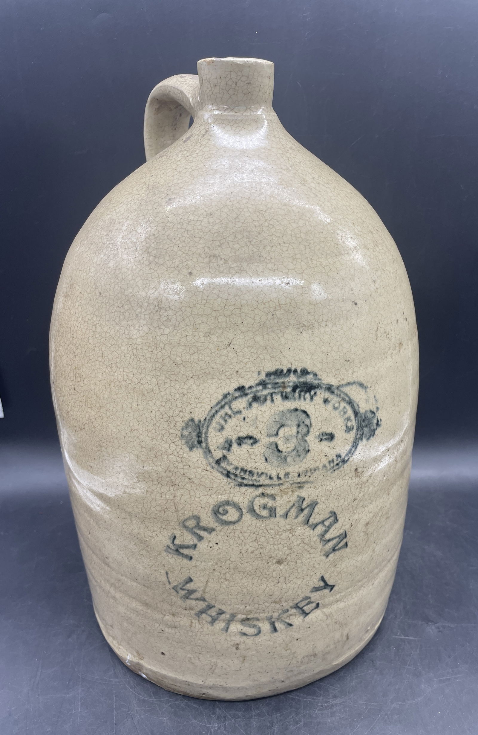 ANTIQUE KROGMAN WHISKEY STONEWARE CROCK JUG (1 of 8)