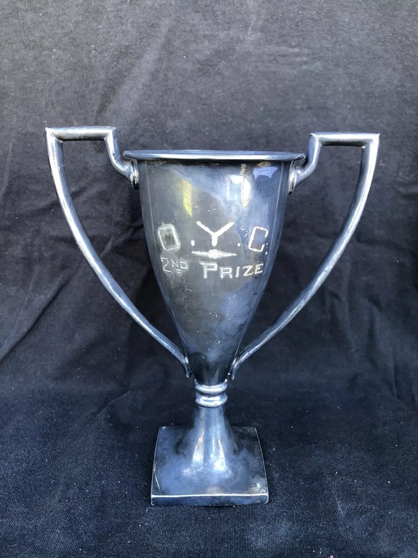 Oysterville Yacht Club Loving Cup Trophy Oysterville Ma: It measures 6 1/4” x 6 3/4” and dates around the 1930’s. It has wear as shown in the photos Shipping: Domestic: Flat-rate of $15.00 to anywhere within the contiguous U.S. Internation