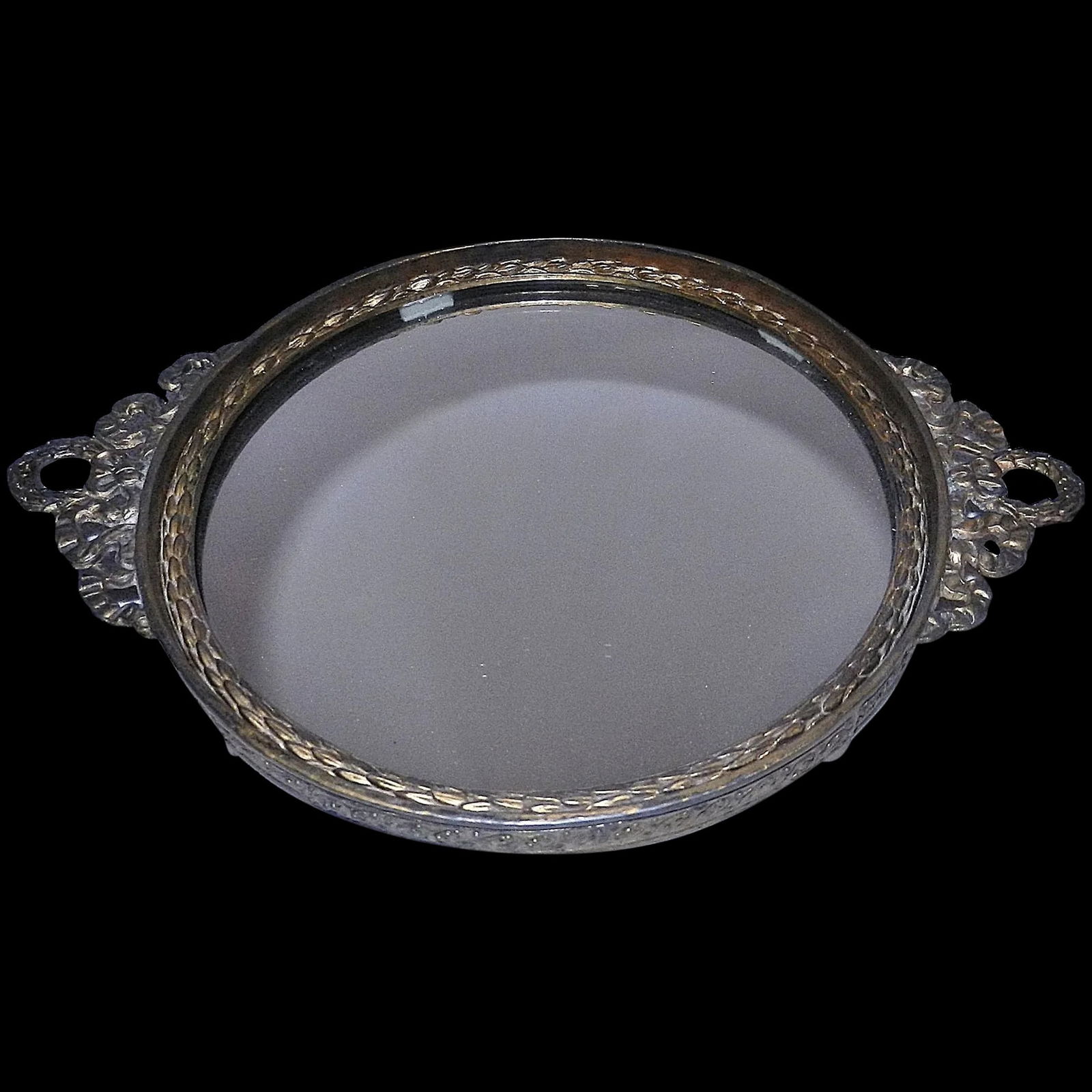 Vintage Ormolu Round Mirror Vanity Tray (1 of 7)