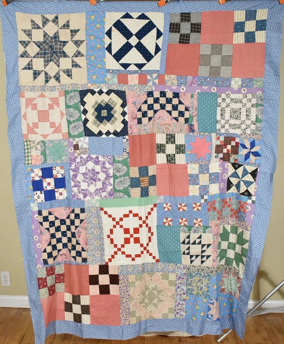 MAGNIFICENT Vintage 30's Sampler Antique Quilt Top ~MULTIPLE PATTERNS! (1 of 9)