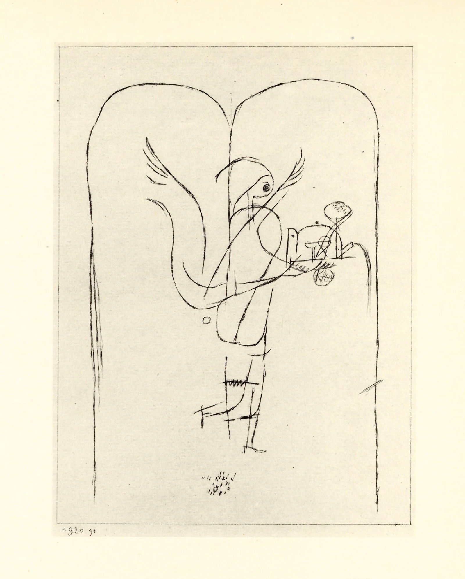 Paul Klee "Fulfillment Angel": Medium: collotype (after the lithograph). Printed in 1947 and published by The Museum of Modern Art in an edition of 2000 for a scarce Paul Klee portfolio. Image size: 8 x 5 3/4 inches (202 x 148 mm).