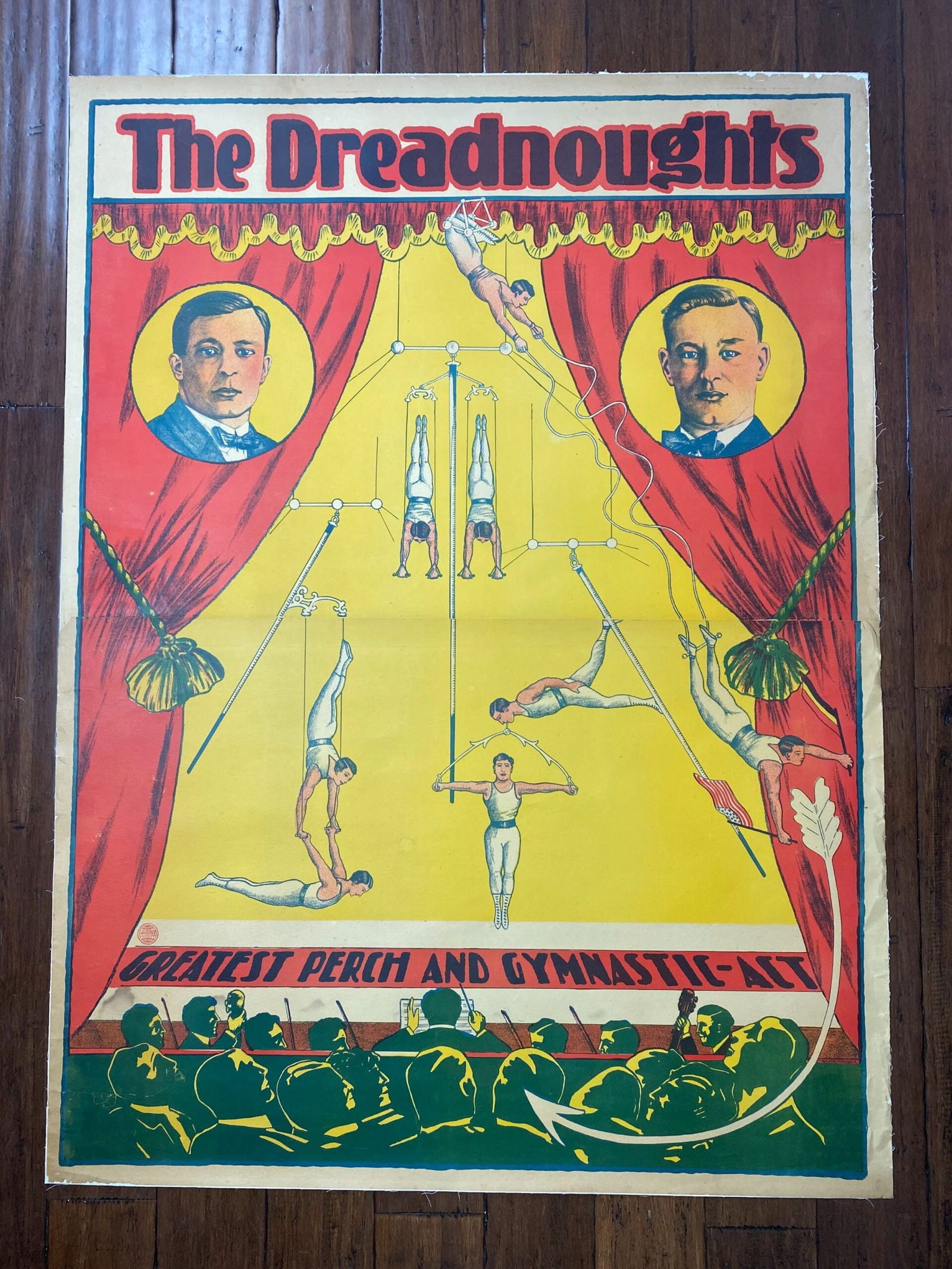 The Dreadnoughts Acrobats - Art By Angeros (1920's) 38x58 UK Circus Poster LB (1 of 6)