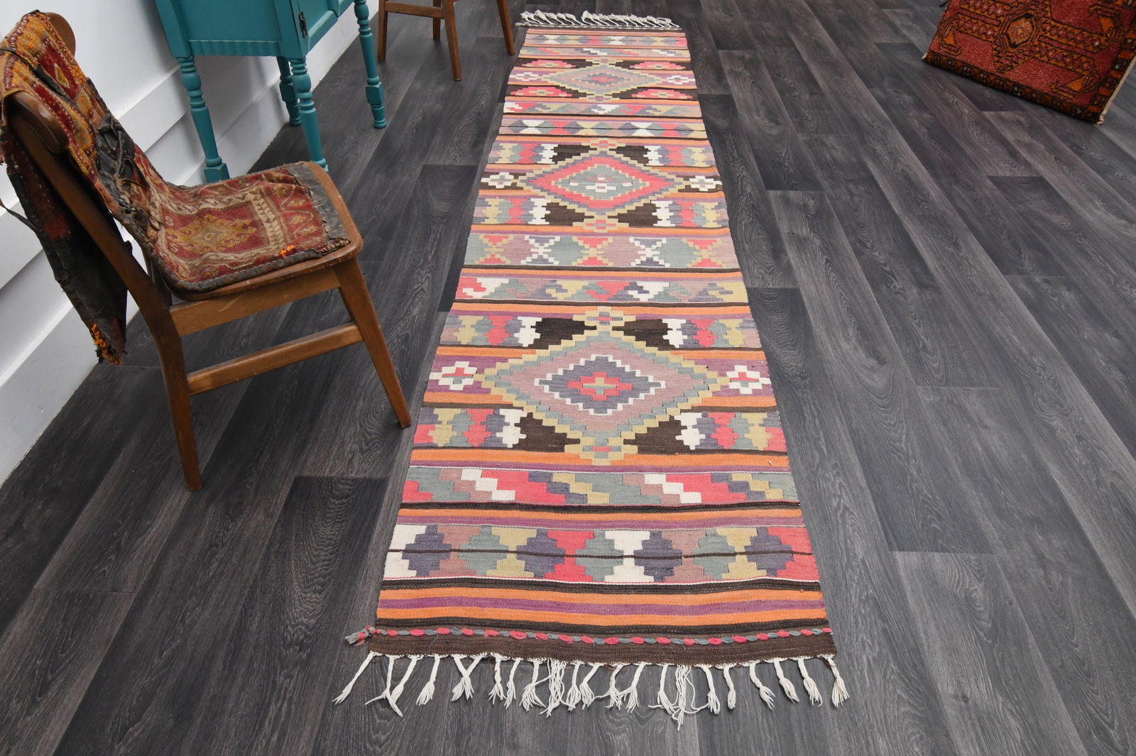 2.6x11.7 ft, TURKISH KILIM Runner, VINTAGE (1 of 9)