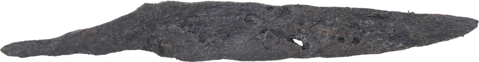 VIKING SIDE KNIFE OR POUCH KNIFE, 879-1067 AD CAMBRIDGESHIRE, ENGLAND.: Cambridgeshire, England. Just over 3 1/4” (3.28”) total length with wedge section blade for slashing and tapered "whittle tang" which identifies these, as they were used without guards, mo
