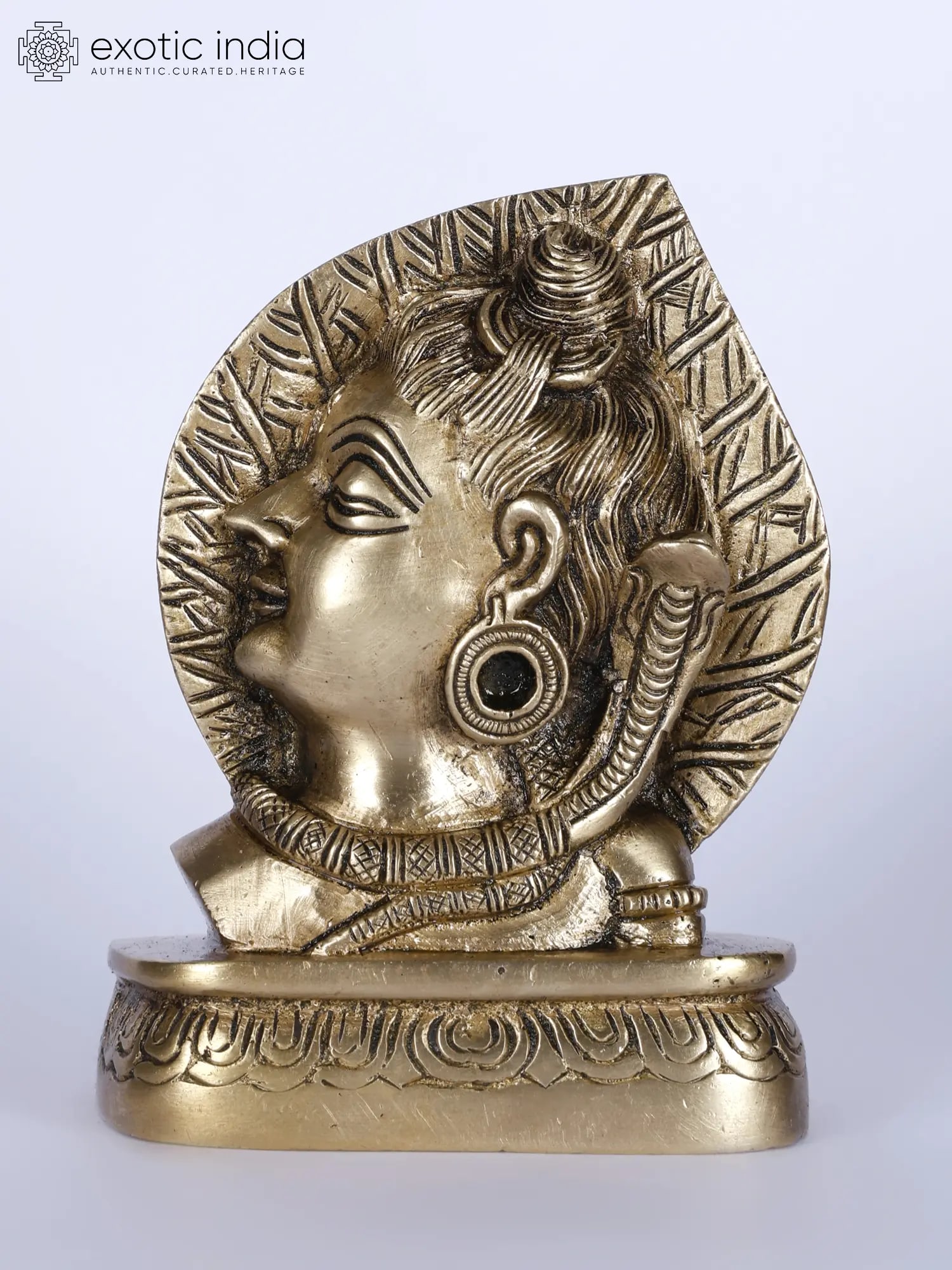 Lord Shiva Bust in The Backdrop of Pipal Leaf | Brass Statue (1 of 4)