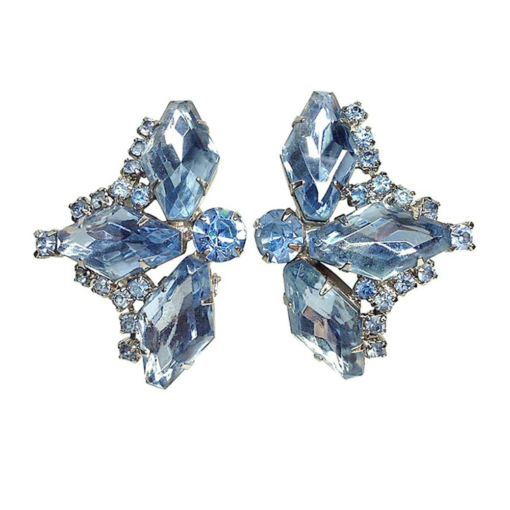 Juliana Style Blue Tri-Point Rhinestone Earrings (1 of 3)