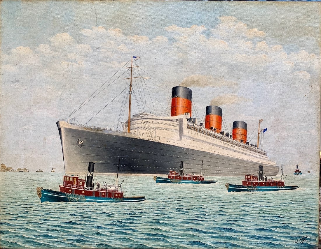 Painting of the ship "Queen Mary" by R.C. Jolley (1 of 1)