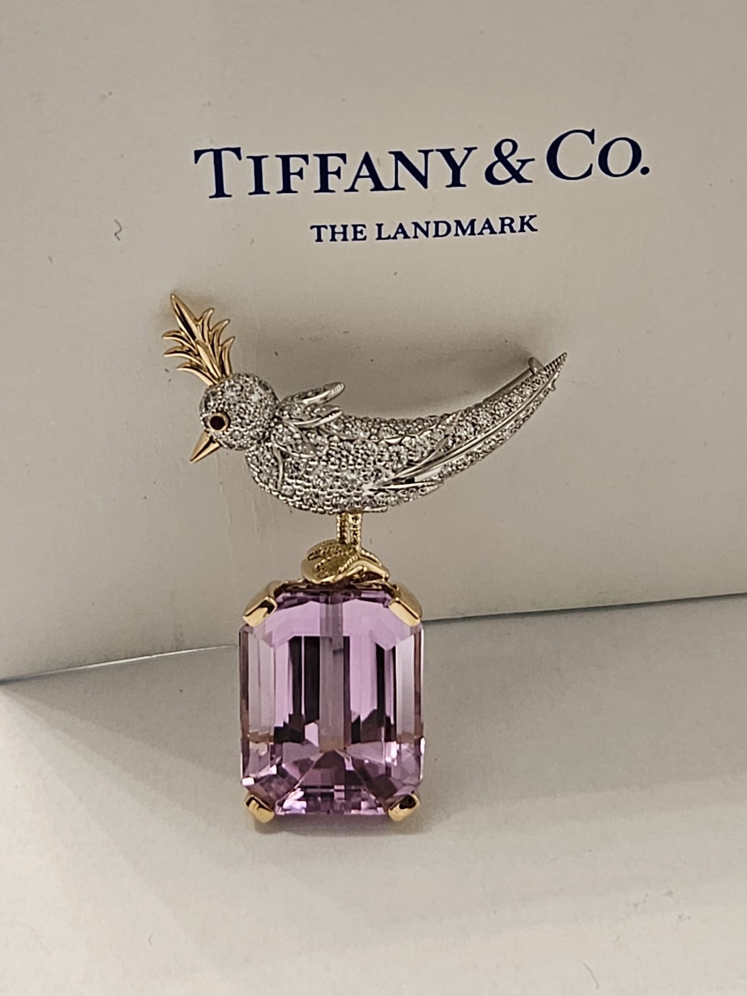 Tiffany Co Bird on a Rock , Kunzite , Diamonds, Sapphire (1 of 1)