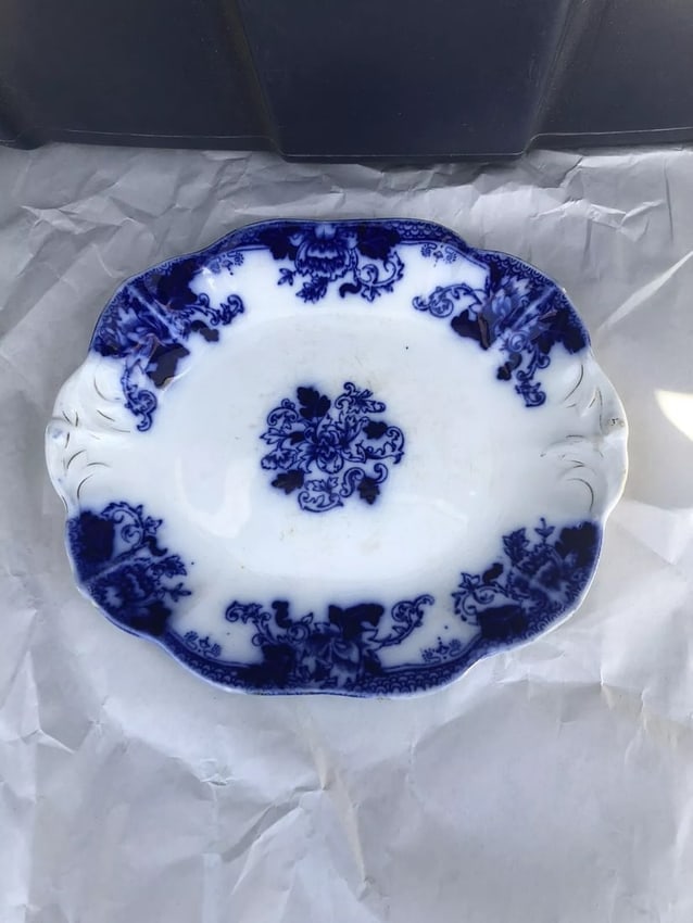 Flow Blue Cake Plate (1 of 1)