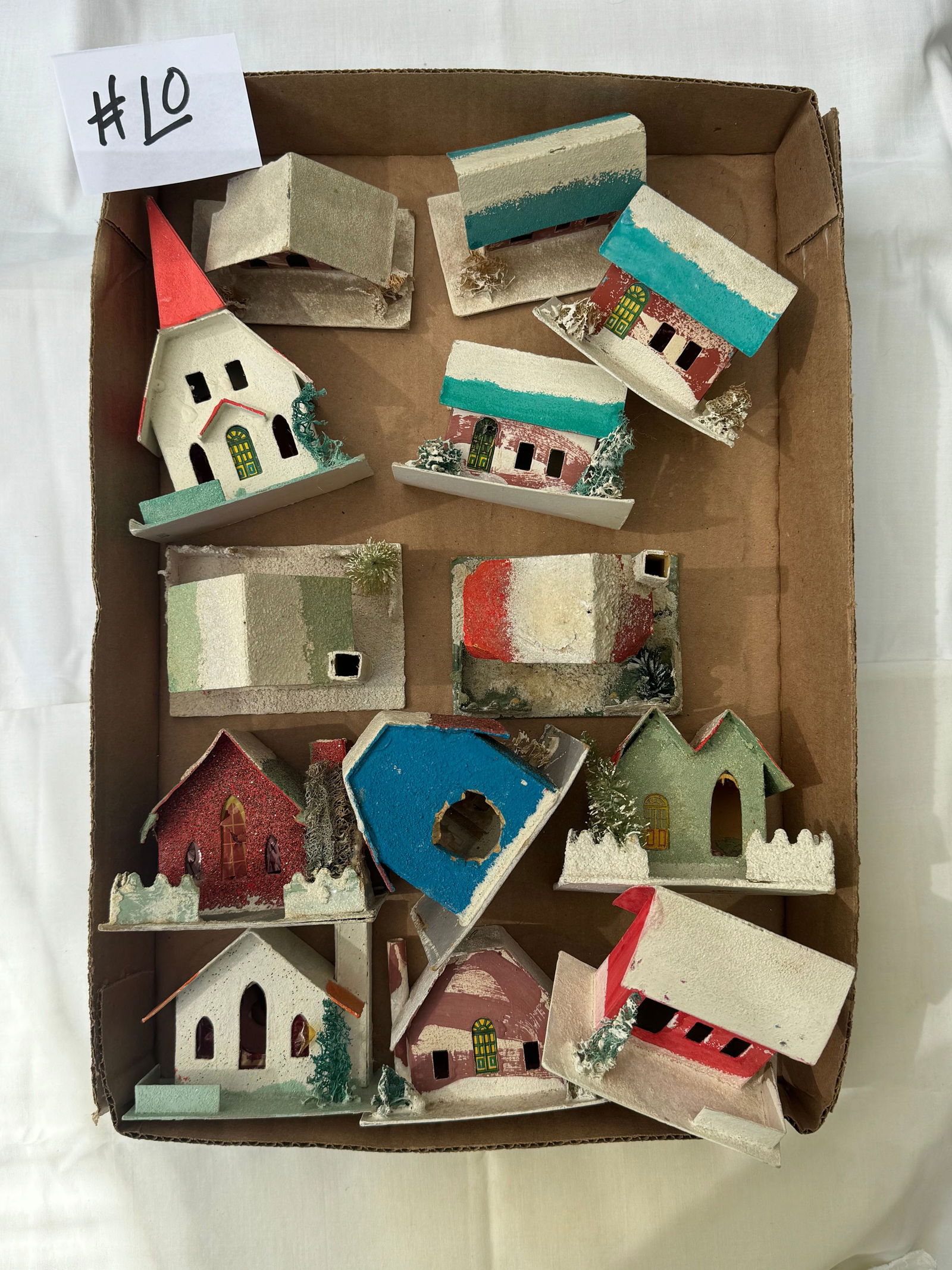 vintage christmas Putz House marked Japan mix box of decorations ornaments LOT 10 (1 of 1)