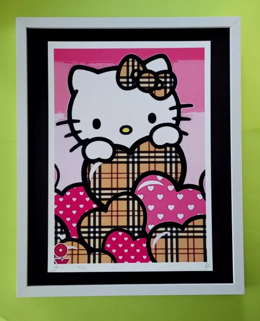 DEATH NYC Hand Signed LARGE Print Framed 16x20in COA HELLO KITTY FASHION #6: This is a Stunning and Scarce 100% Authentic New Print by Death NYC Hand Signed and Numbered in Pencil by the Artist Limited Edition of 100 Large Size: 45cm x 32cm About 18x13in Fine Art 300 gsm Paper