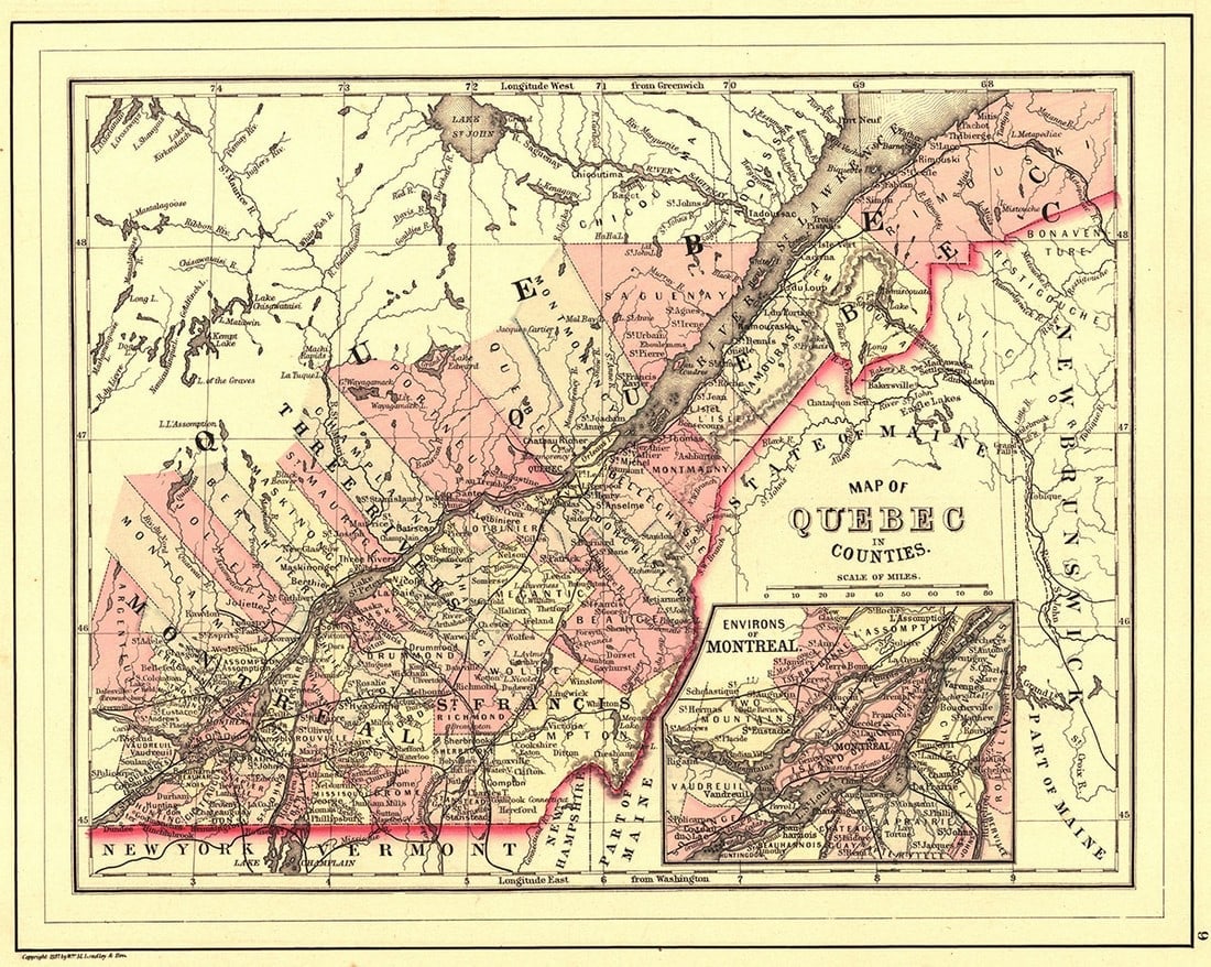 Map of Quebec in Counties. (1 of 1)