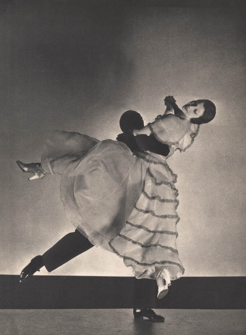 EDWARD STEICHEN - The De Marcos: Artist: EDWARD STEICHEN Print Title: The De Marcos Antonio and Sally DeMarco, "The Dancing De Marcos" was an extremely successful exhibition ballroom dance team in the 1940s. Medium: Sheet-fed Gravure