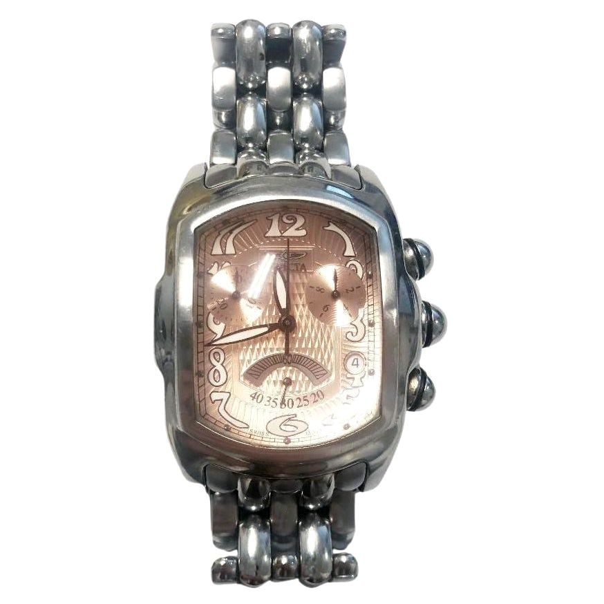 Invicta Mens Copper Face Watch Lupah Model no.2221: About the Item Solid stainless steel case and bracelet. Coper face with chronograph function sub-dials and luminous hands and markers. Swiss ETA 1/60 Split Second Chronograph Movement. Measures up to