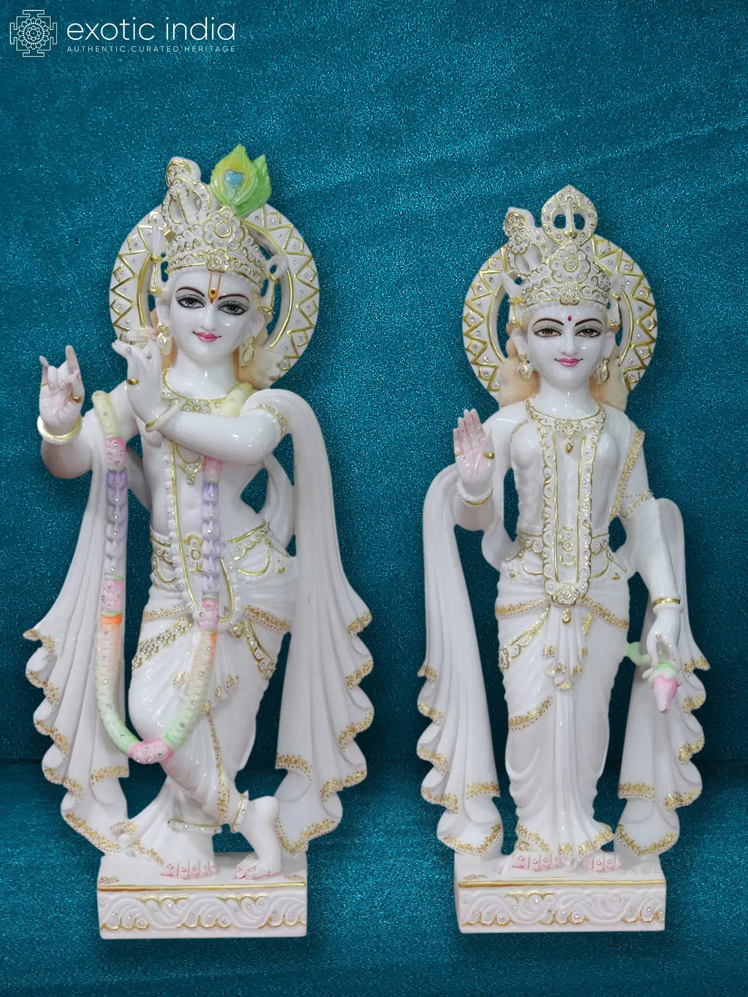 27" Handmade Statue Of Radha And Krishna | Super White Vietnam Marble Statue: Title: 27" Handmade Statue Of Radha And Krishna | Super White Vietnam Marble Statue Description: Super White Vietnam Marble Height: 27 inch Width: 24 inch Depth: 6 inch Weight: 34 kg Reserve: $3,672.0
