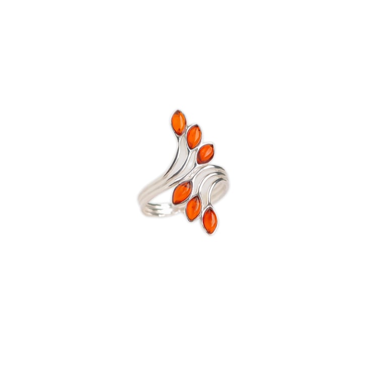 Baltic Amber Leaf Ring|Genuine Cognac Amber|925 Sterling Silver (1 of 5)