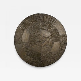 Paul Evans Disc Bar, Brutalist, Sculpted Bronze, Signed and Dated, Six Feet Dia.
