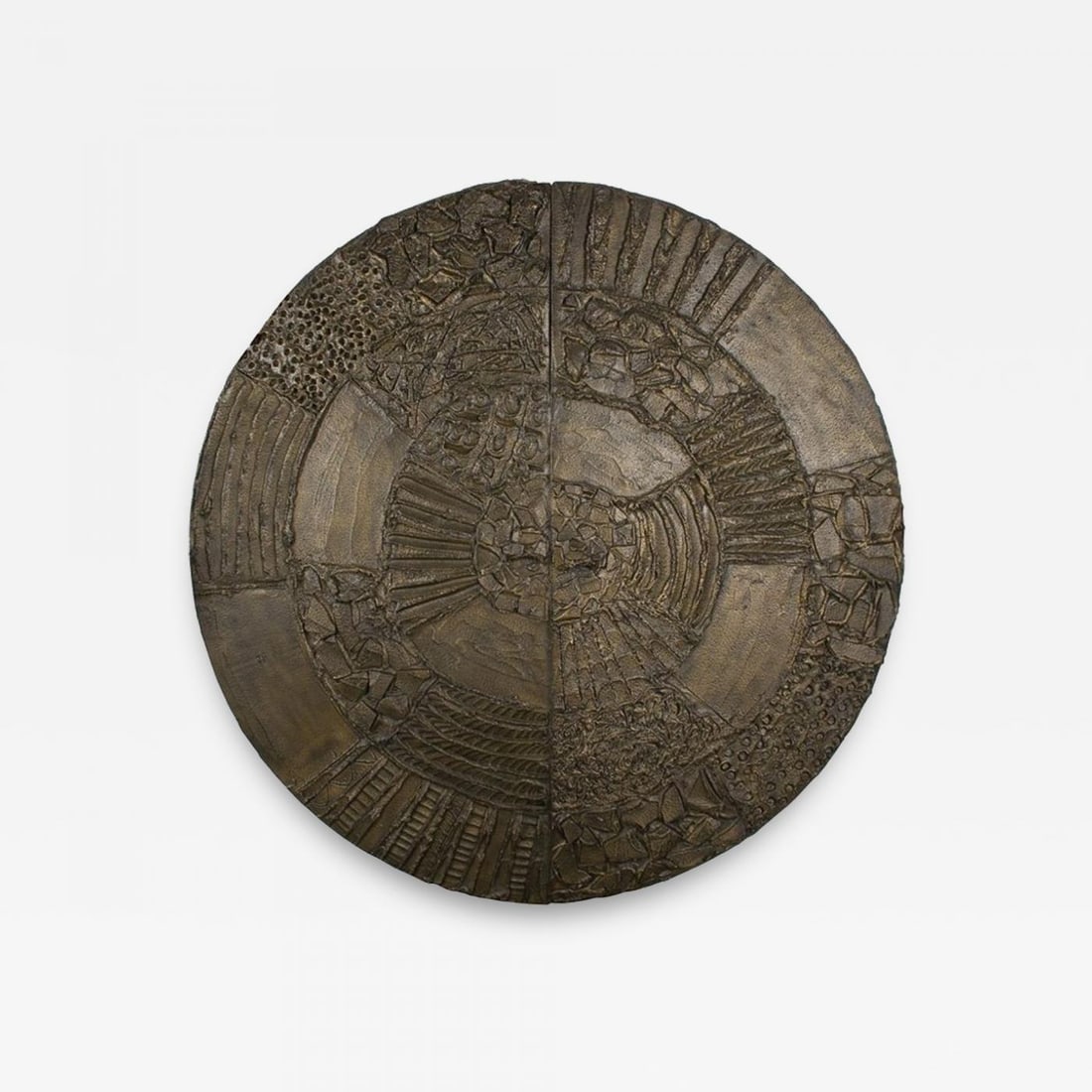 Paul Evans Disc Bar, Brutalist, Sculpted Bronze, Signed and Dated, Six Feet Dia.