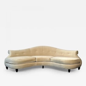 Mid-Century Modern Style Curved Sofa / Settee by Christopher Guy, Velvet