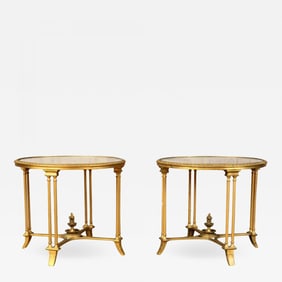 Pair of Bagues Style Gilt Bronze Neoclassical End Tables or Pedestals