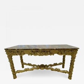 Mid Century Fleur de Lis Console, Marble, Serge Roche Style