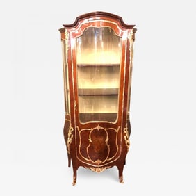 Linke Style Louis XV Curio / Vitrine Cabinet 19th-20th Century, Bombe Inlaid