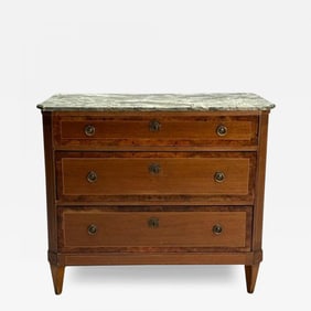 Gustavian, Louis XVI Style, Swedish Commode, Birch, Marble, Brass, 1950s