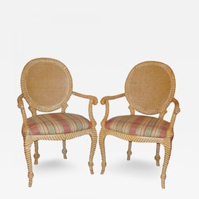 Pair of Twisted and Knotted Form Armchairs