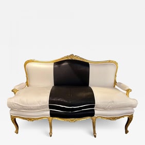 Water Gilt French Settee, Sofa or Loveseat, One of a Compatible Pair, 1930s